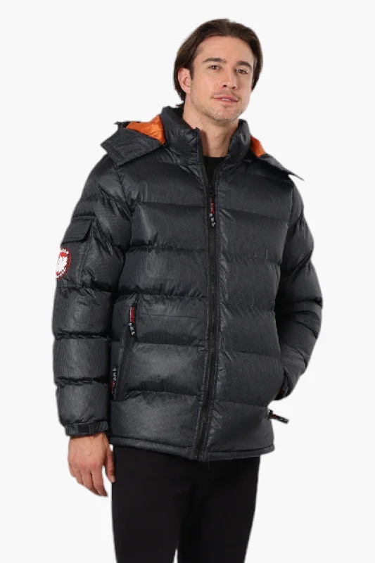 Canada Weather Gear Grid Pattern Bubble Bomber Jacket - Black