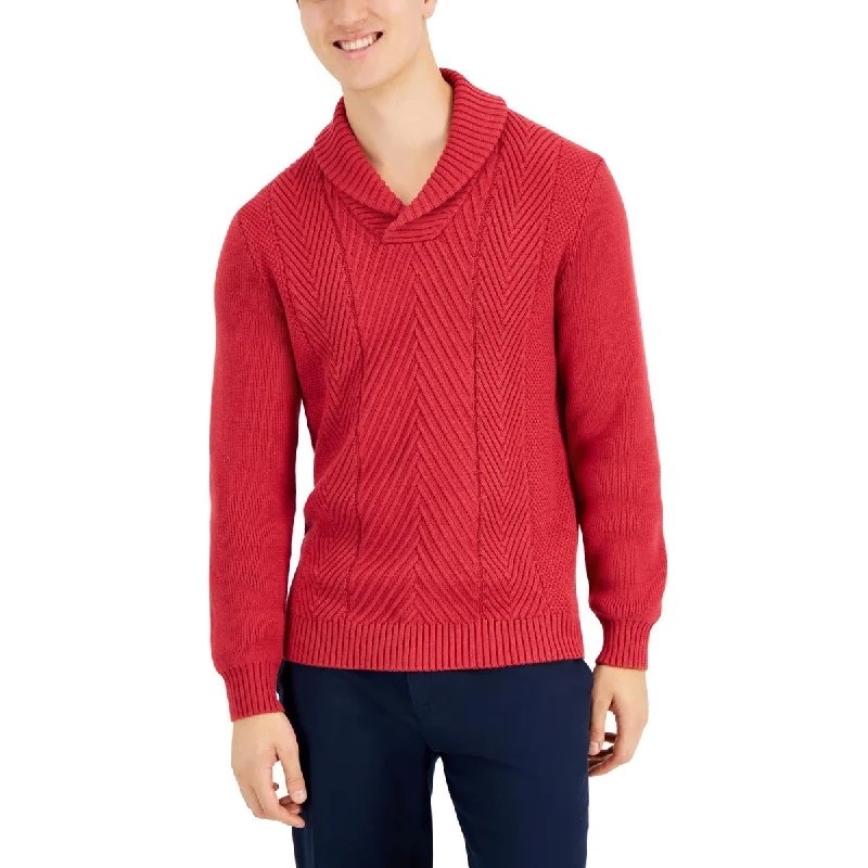 Club Room Mens Shawl Neck Chevron Pullover Sweater