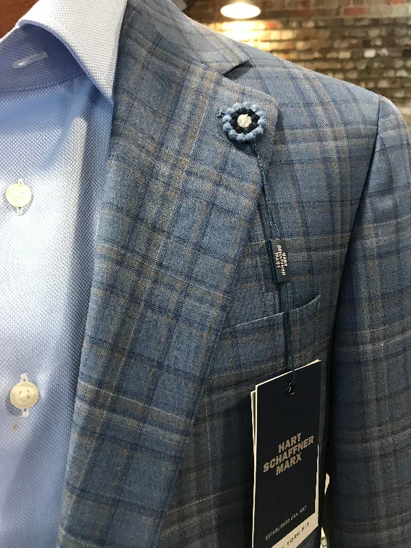 Hart Schaffner Marx Blue/Tan Plaid Sport Coat