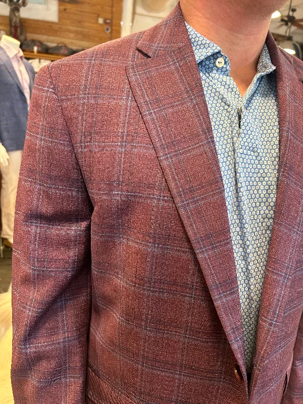 Hart Schaffner Marx Burgundy Plaid Sport Coat