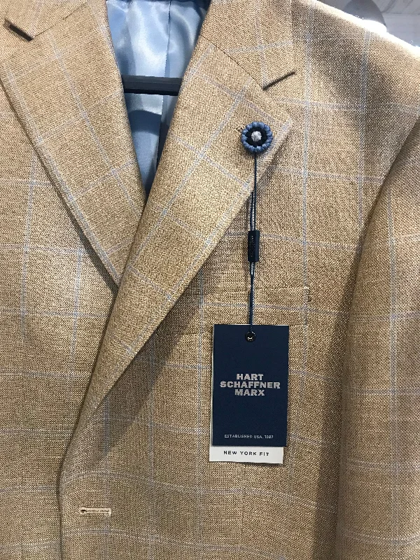 Hart Schaffner Marx Tan/Blue Windowpane Sport Coat