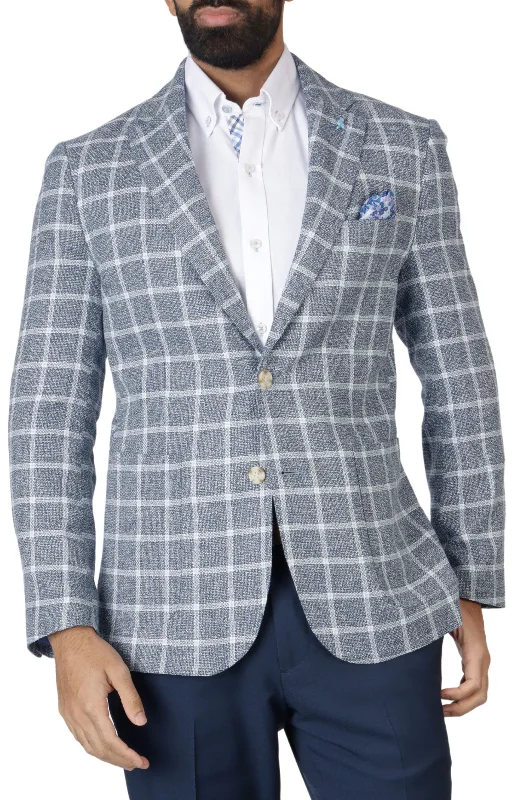 Navy Windowpane Textured Sport Coat