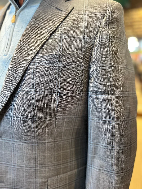 Peter Millar Mid Gray/Blue Plaid Sport Coat