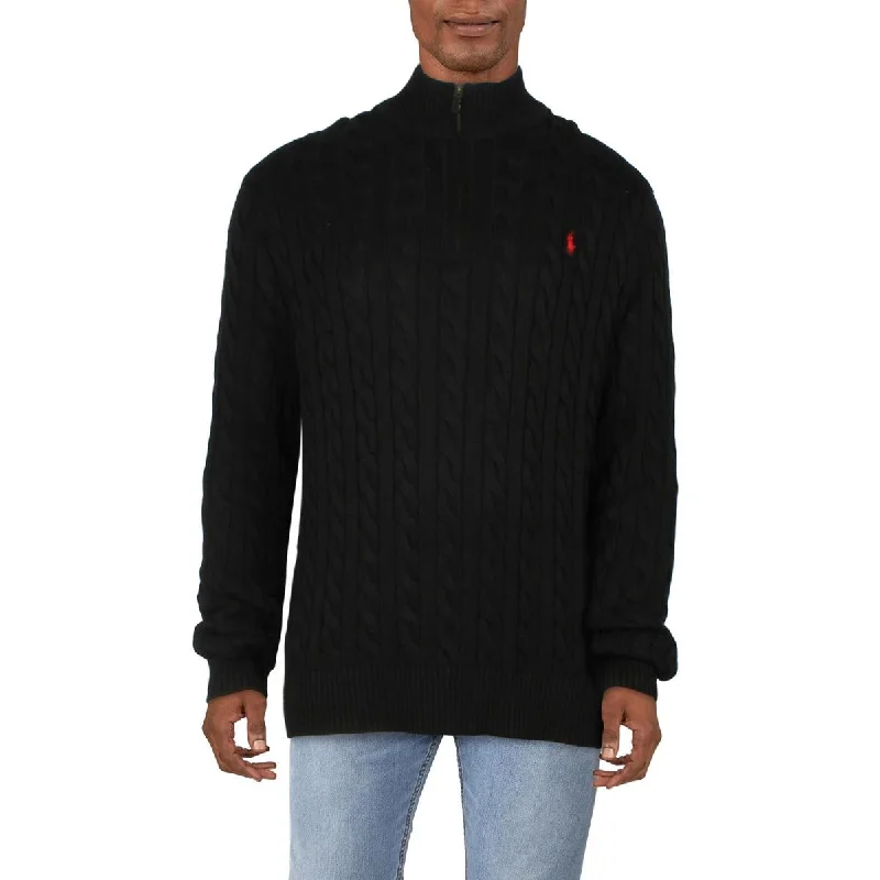 Polo Ralph Lauren Mens Big & Tall Ribbed Trim  Cotton Pullover Sweater