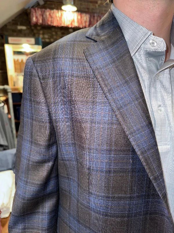 TailoRed Brown/Blue Plaid Sport Coat